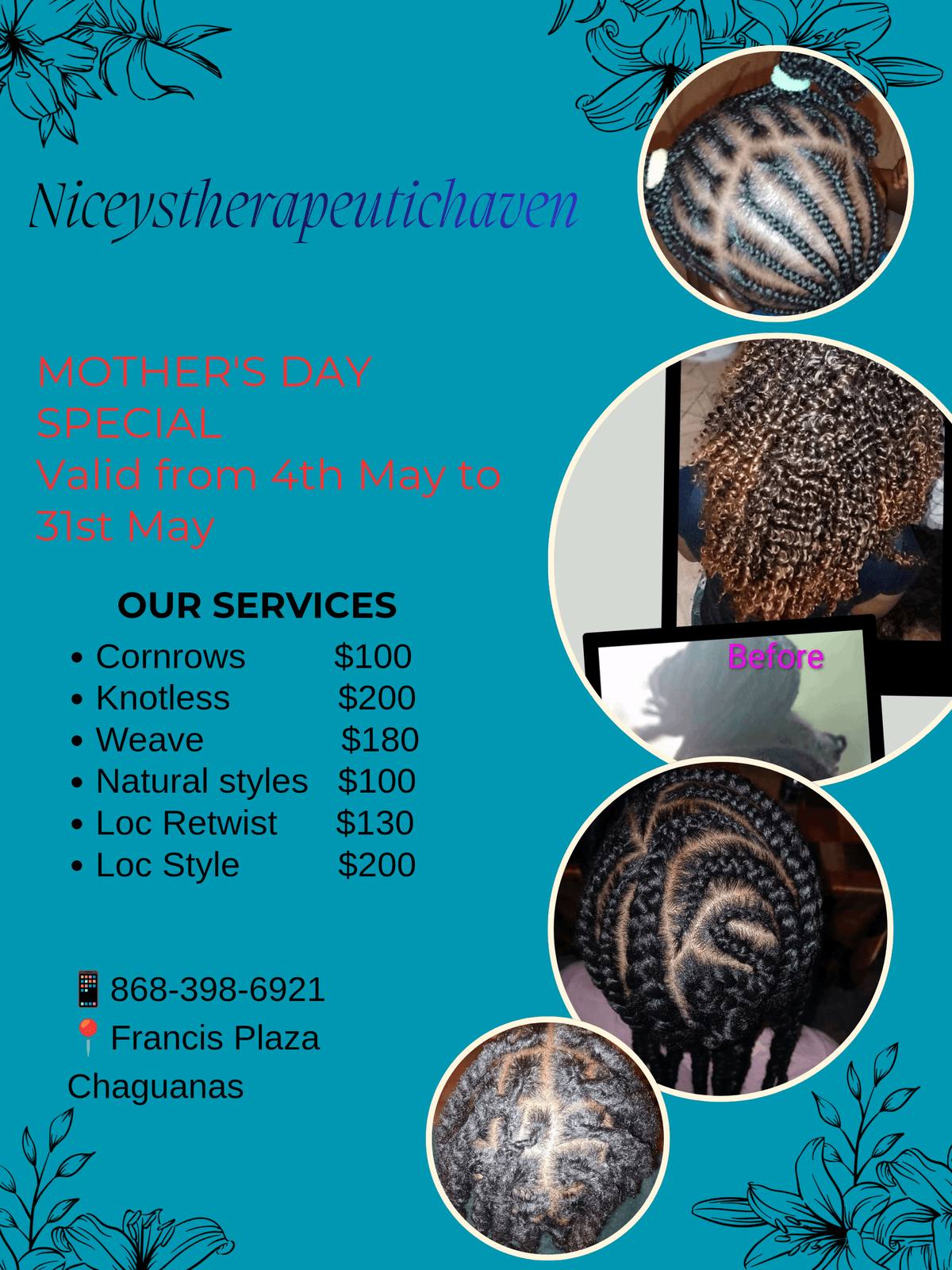 Braids, natural styles, locs and much more